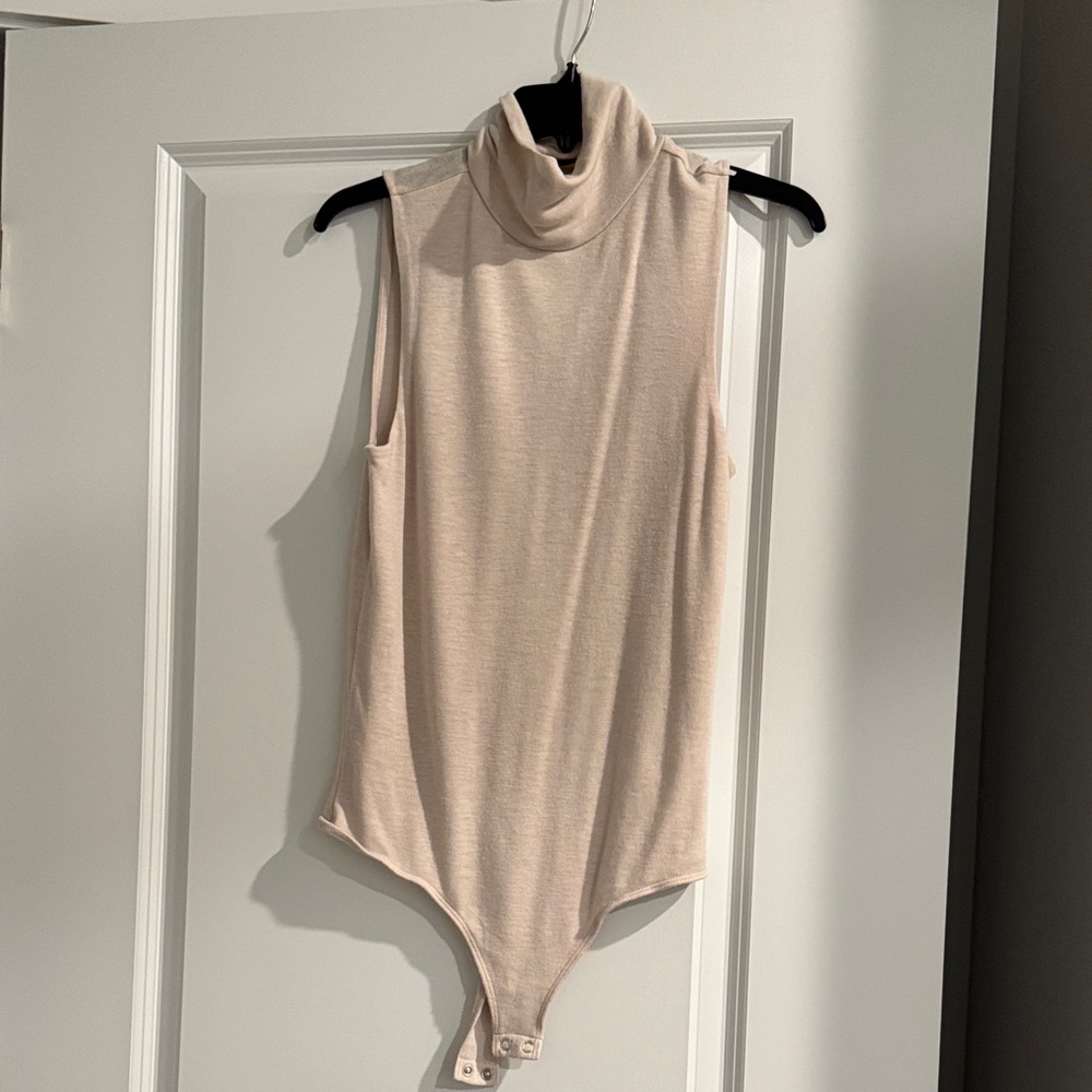 Express Cream Sleeveless Turtleneck Bodysuit
